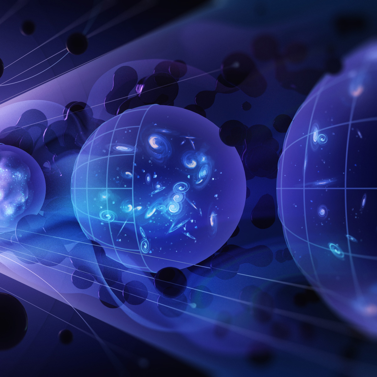 illustration of the three themes of the Exploring the Quantum Universe report